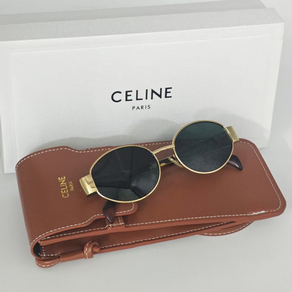 Celine Gold and Black Sunglasses